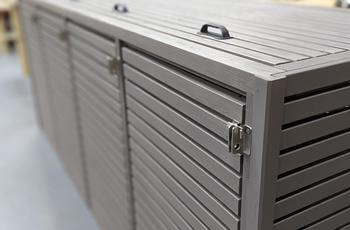 Our slatted bin stores are available in several timber options.