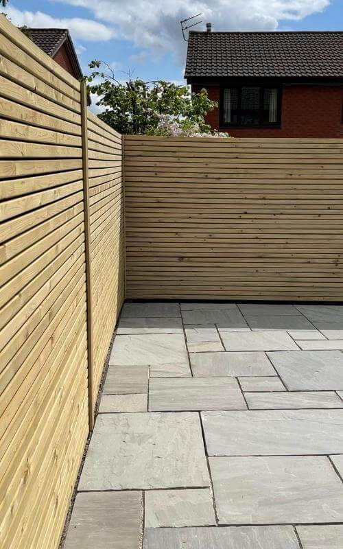 The tanalised panels and gate within this project use our 44mm tanalised slats.