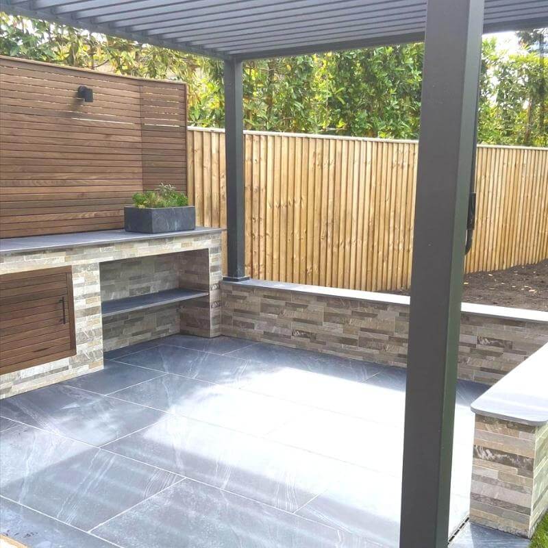 Tulipwood Outdoor Kitchen Project | Slatted Screen Fencing