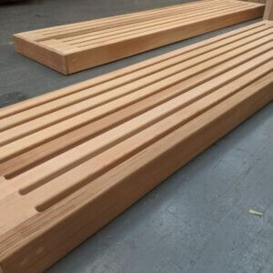 The Cedar bench tops are an ideal seating option for use on walls.